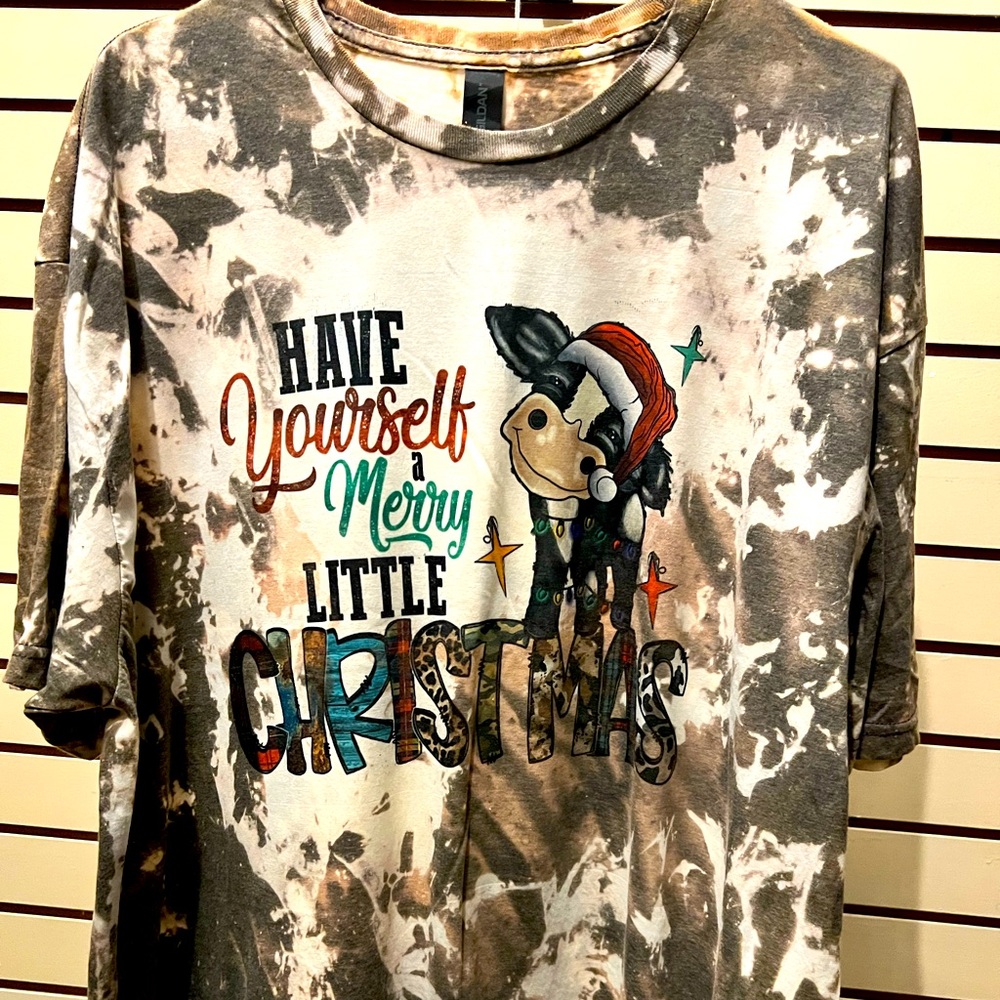 2XL Bleached T-Shirt “Have Yourself A Merry Little Christmas”  Gilden Softstyle